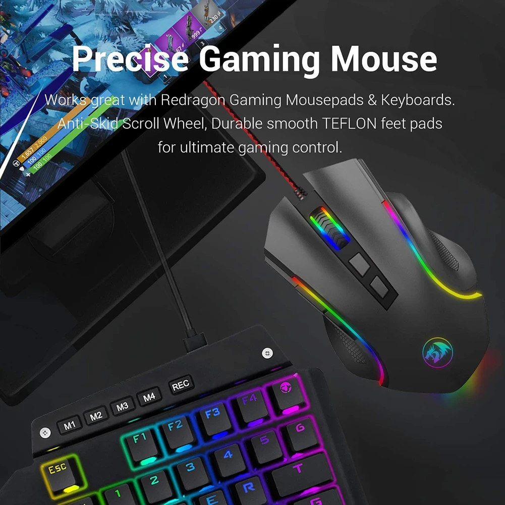 

8 Buttons Adjustable Gaming Mouse Electronic 5 Gears M602A-RGB Running Luminous USB Wired PC Computer 7200DPI Laptop Mouse