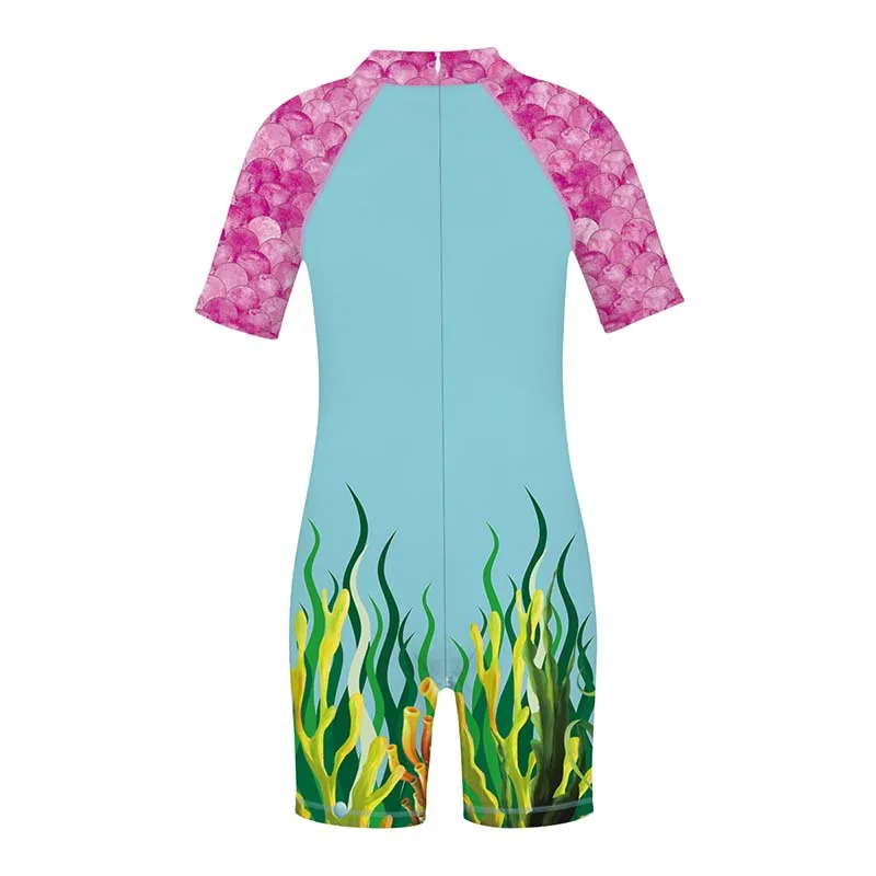 

Boy Sports Swimsuit Multicolored Round Neck Animal Print Short Sleeve Children Beach One-piece Pants Swimwear Summer