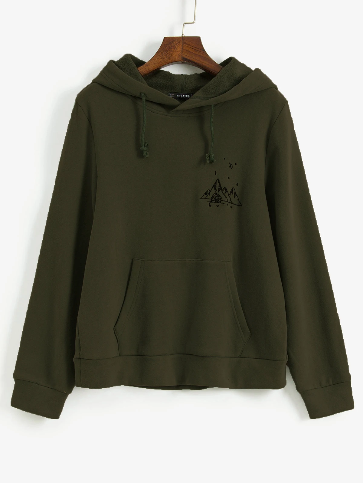 ZAFUL/женский пуловер с капюшоном и вышивкой на шерстяной подкладке передним