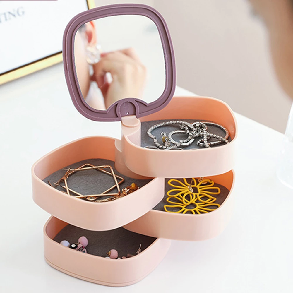 

Jewelry Boxs Creative Organizer Box 4 Layer 360°Rotating Jewelry Storage Case Container Case Earrings Ring Jewelry Storage Box