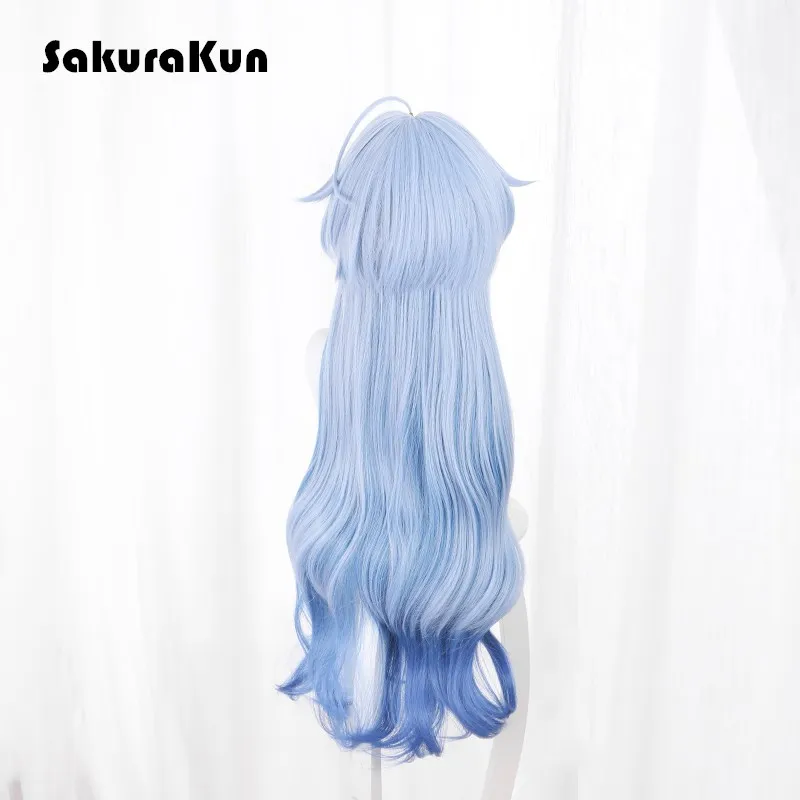 

100 CM Ganyu Wig for Cosplay Game Genshin Impact Wig Blue Fluffy Wave Wig Halloween Costume Wig