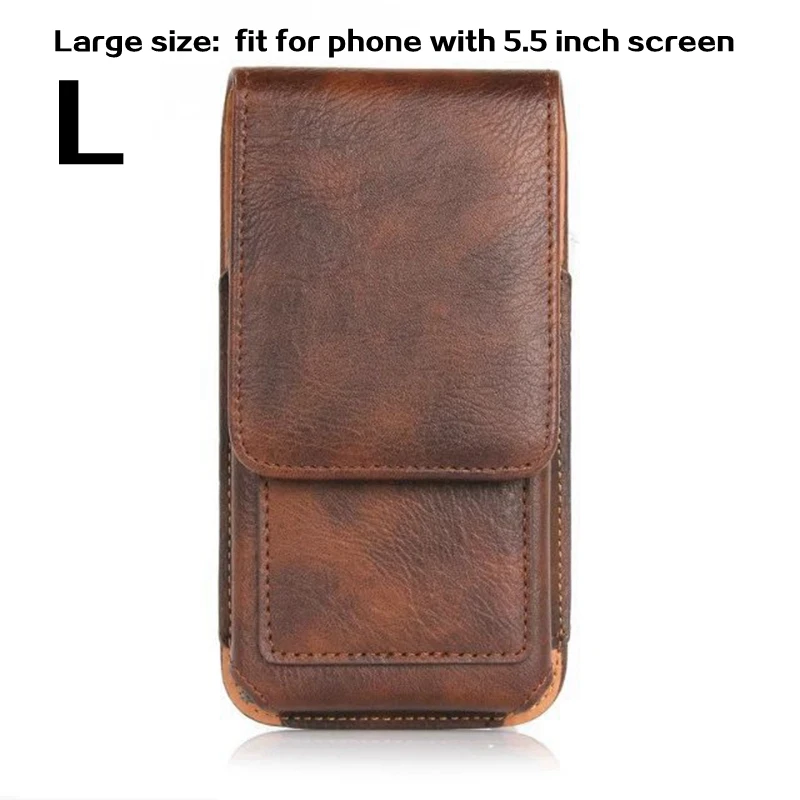 Large brown Поясная сумка для телефона чехол для мобильного телефона для iphone 6/6s/iphone 7 Plus/8 Универсальный 4,7/5,5 дюйма поясная сумка Для мужчин поясная сумка для iphone 6 6s 7 8 Plus - Цвет: Large brown