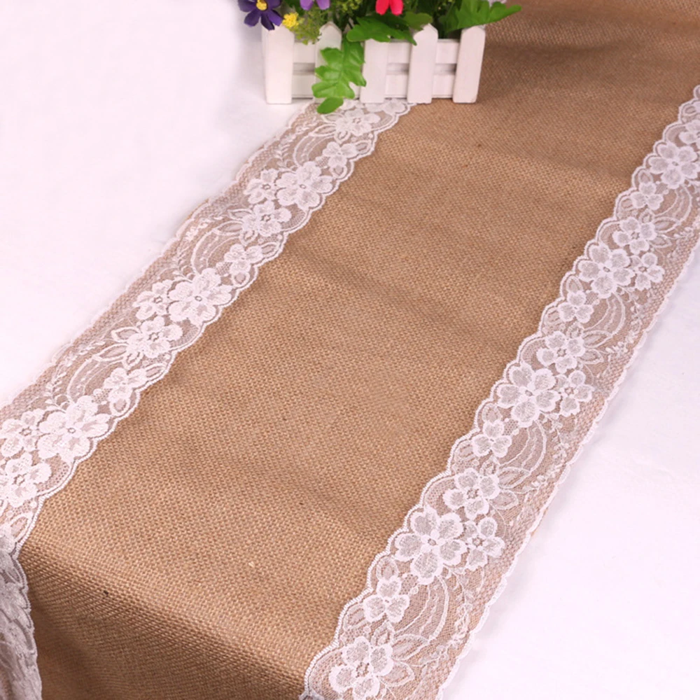 

Cloth Table Wedding Lace Supplies Jute Table Flag Party Burlap Linen Vintage