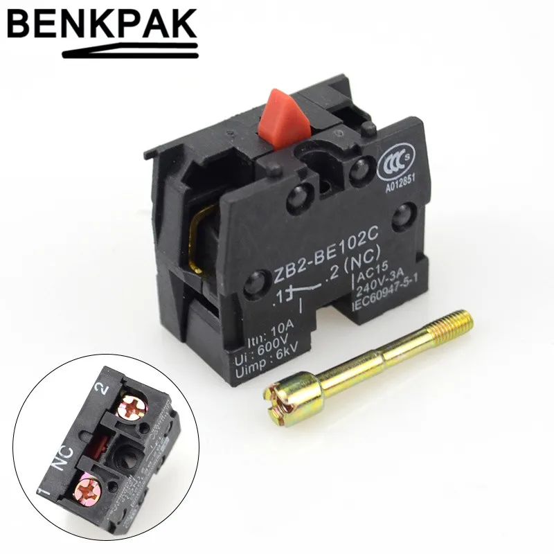 2 шт. XB2 кнопочный переключатель ZB2BE102C(NC) контактный блок ZB2-BE101C(нет