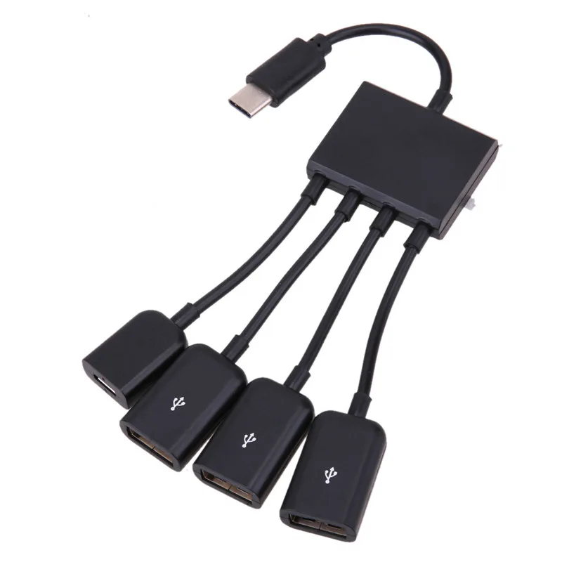 Несколько OTG 4 порта type-C зарядное устройство черз порт USB концентратор Кабельный