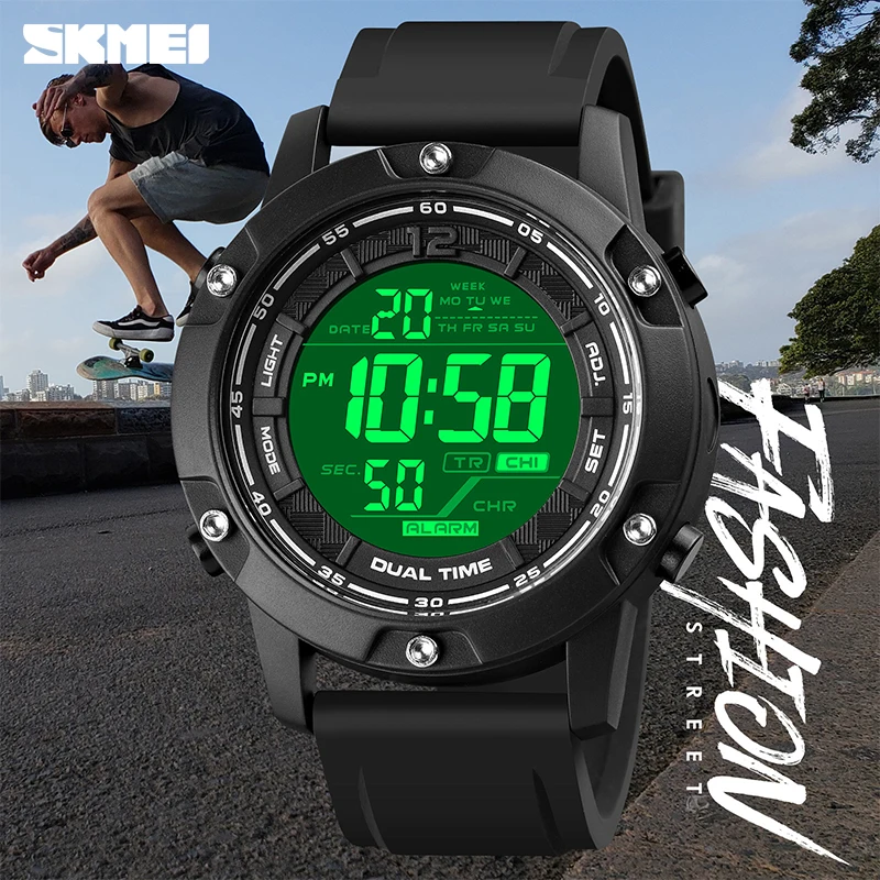

men sport watches fashion 100m waterproof digital wrist watches skmei top brand casual countdown men's clock reloj hombre 1762