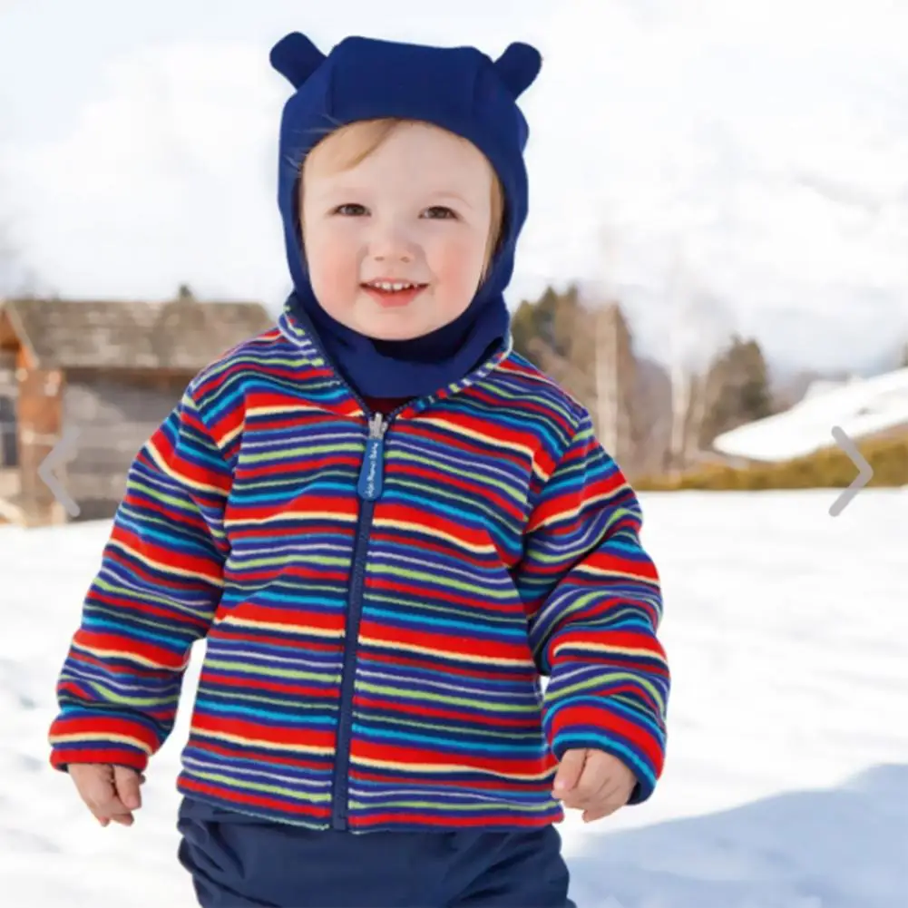 

Милая детская зимняя трикотажная теплая шапка-шарф с медведем