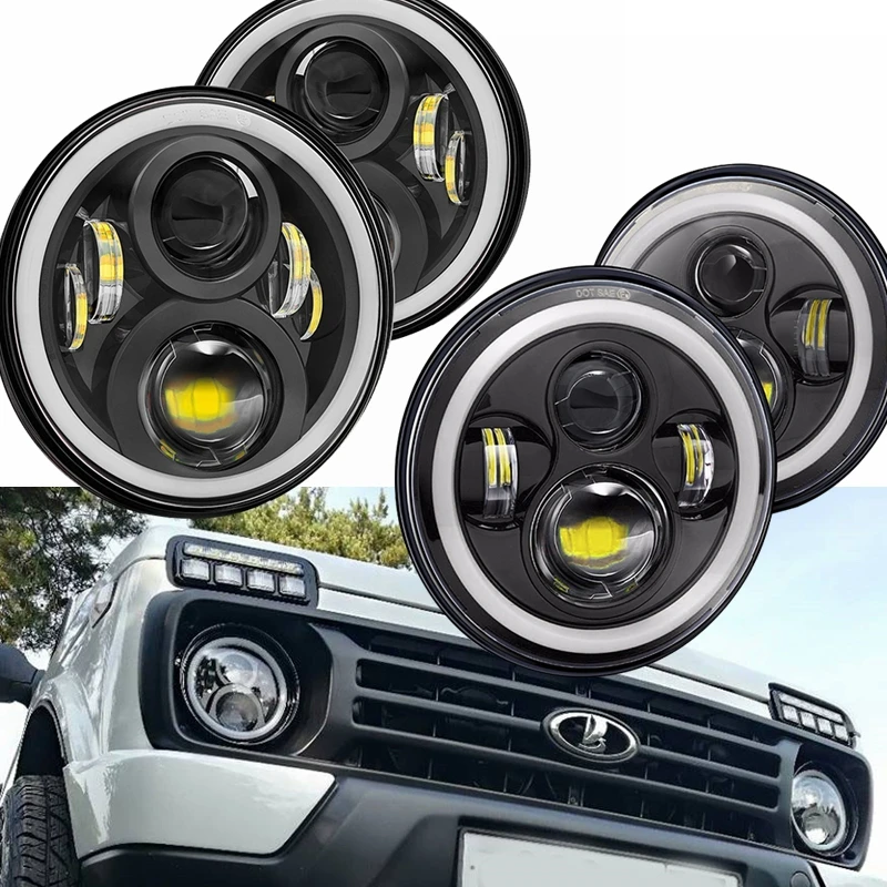 Светодиодная фара для Jeep wrangler JK TJ CJ VAZ 2121 Lada Niva 4x4 7 дюймов |