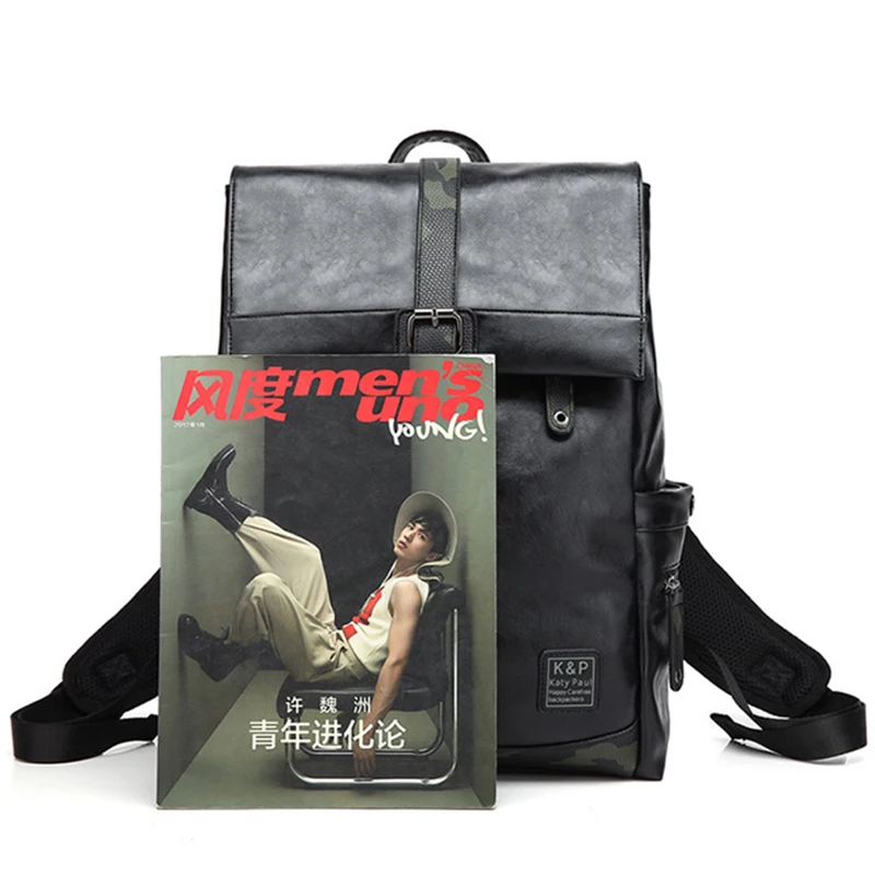 Мужской рюкзак из искусственной кожи повседневный дорожный ранец для ноутбука