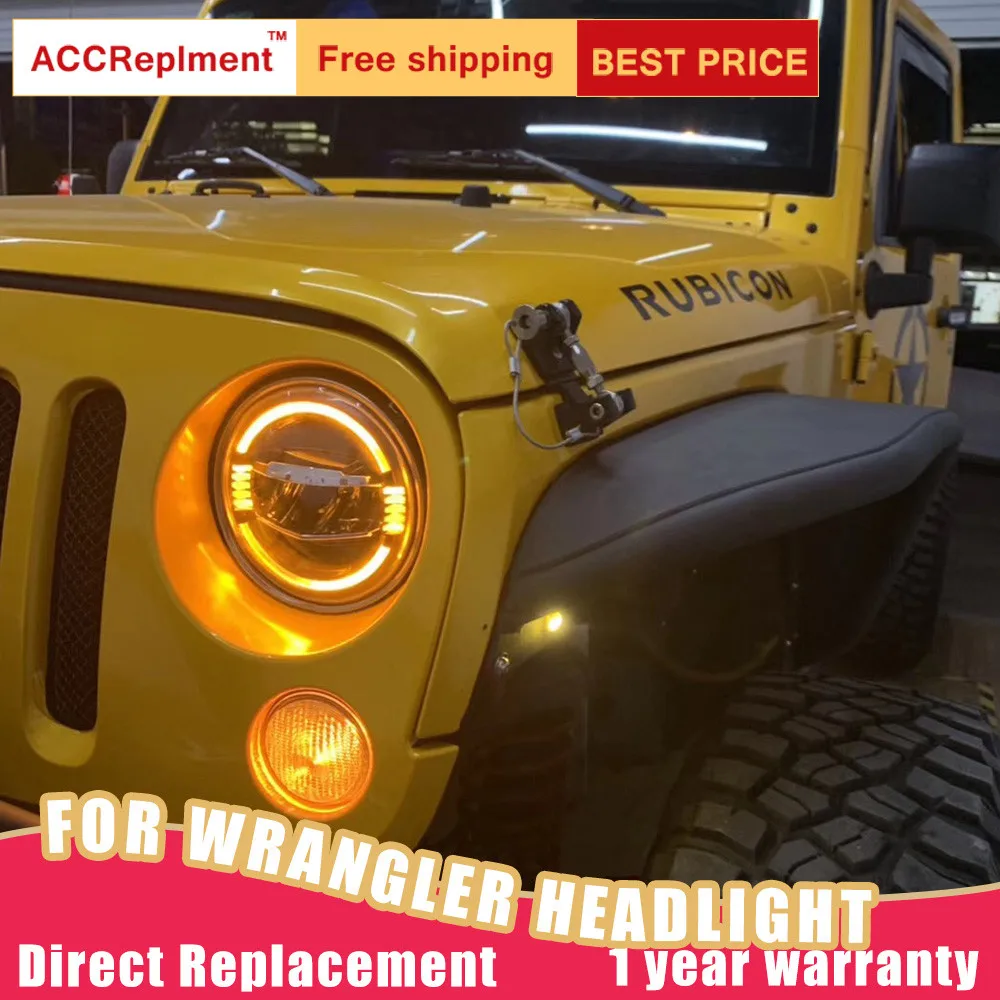 2Pcs LED Headlights For Jeep Wrangler 2007-2017 led car lights Angel eyes xenon HID KIT Fog Daytime Running Lights | Автомобили и