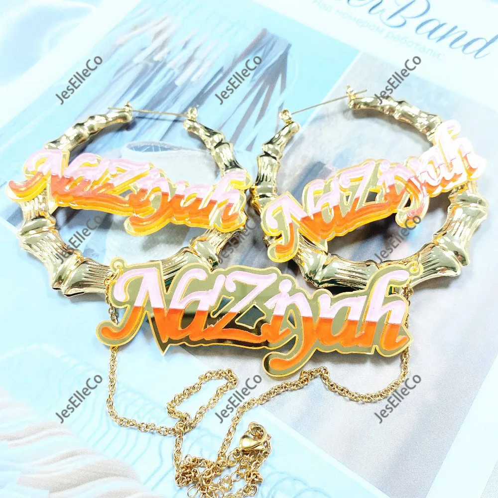 Золотой пользовательское имя серьги модные ювелирные изделия полые письмо по