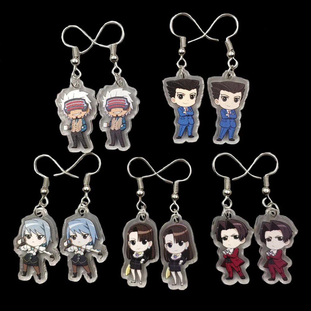 

5 Pairs 1 Set Acrylic Cute Hot Game Anime Cartoon Ace Attorney Drop Earrings Ear Pendants Cosplay Jewelry Birthday Party Gift