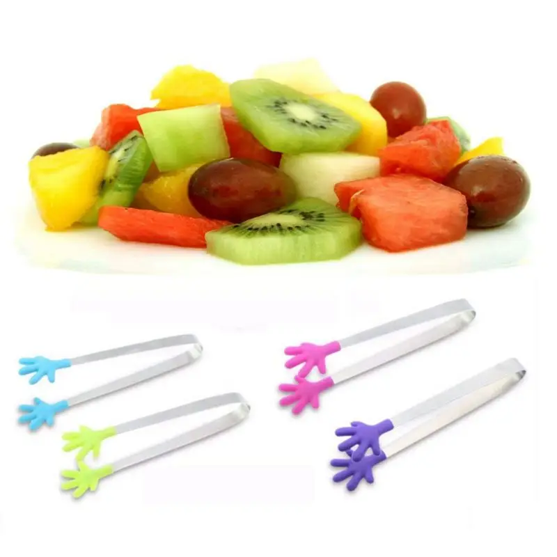 Набор из 4 мини силиконовых и нержавеющих многофункциональных кухонных щипцов