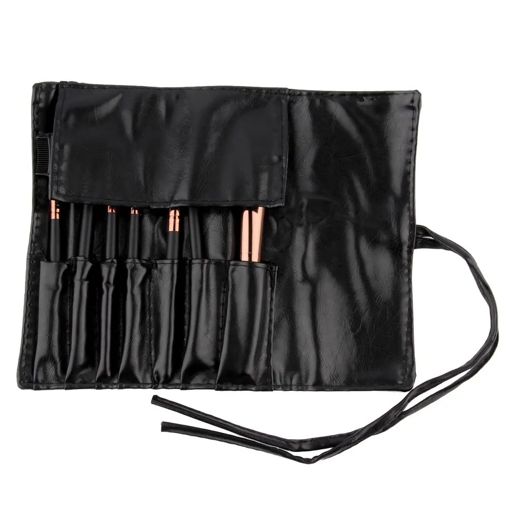 Профессиональный 7 шт. набор кистей для макияжа с кожаным порошок мешка основа