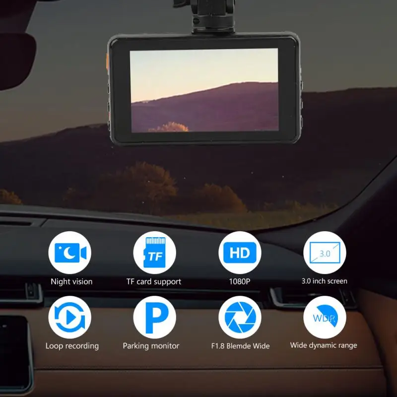 

1080P Mini Dash Cam 1080P FHD With Night Vision 170°Wide Angle Motion Detection Loop Recording G-Sensor Driving Recorder Camera
