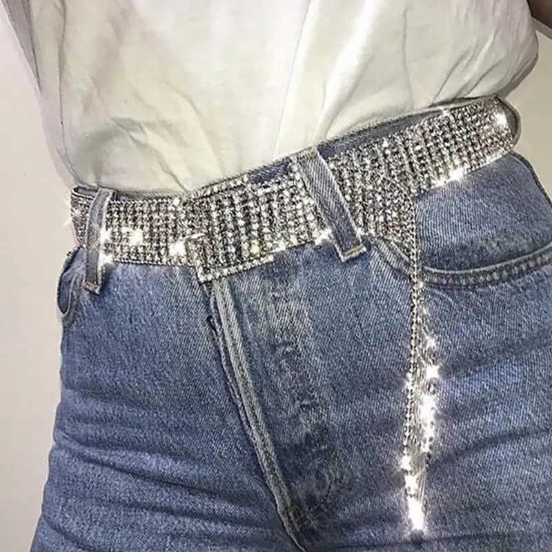 Модное платье 10 рядов стразы цепочка на талию для женщин полностью Блестящий