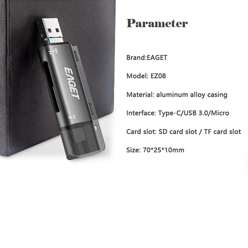 EAGET EZ08 кардридер USB 3 0 Type C для SD Micro TF адаптер ноутбуков Аксессуары OTG смарт память