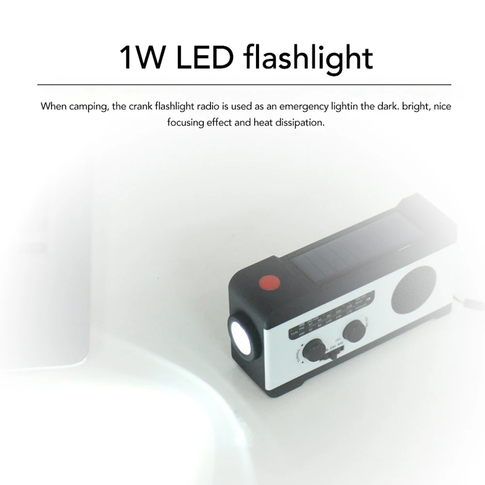 Перезаряжаемый радиоприемник на солнечной батарее AM/FM/WB Аварийная зарядка для