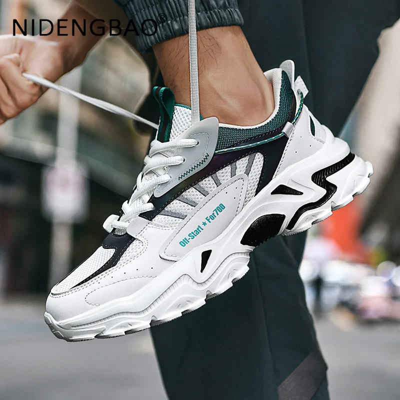 Sneakers For Men 2021 Fashion Mesh Breathable Running Jogging Walking Lace Up Sports Platform Shoes Casual Trainers Size 39-45
