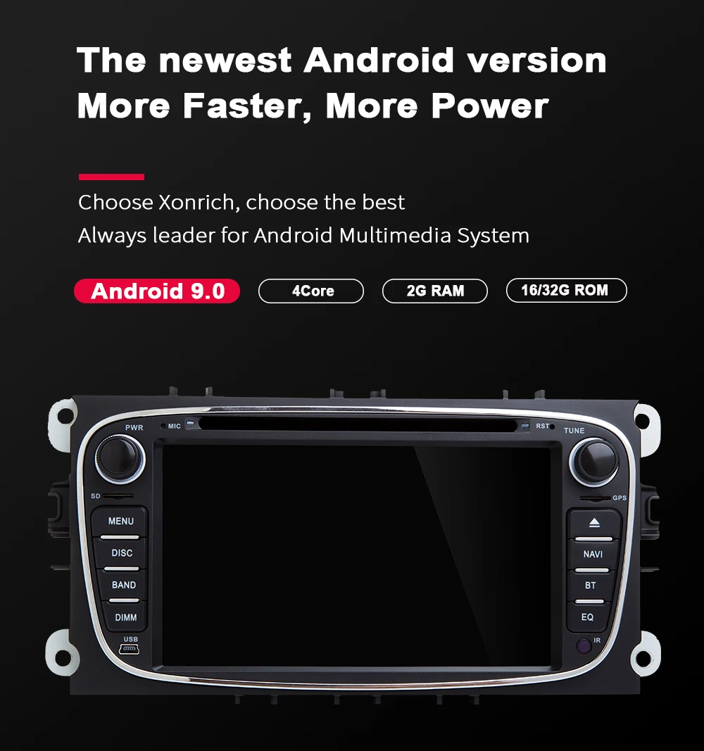 2 din Android 9 автомобильный радиоприемник мультимедиа для Ford Focus 2 3 mk2 Mondeo 4 Kuga Fiesta Transit подключение S-C MAXGPS навигационный блок