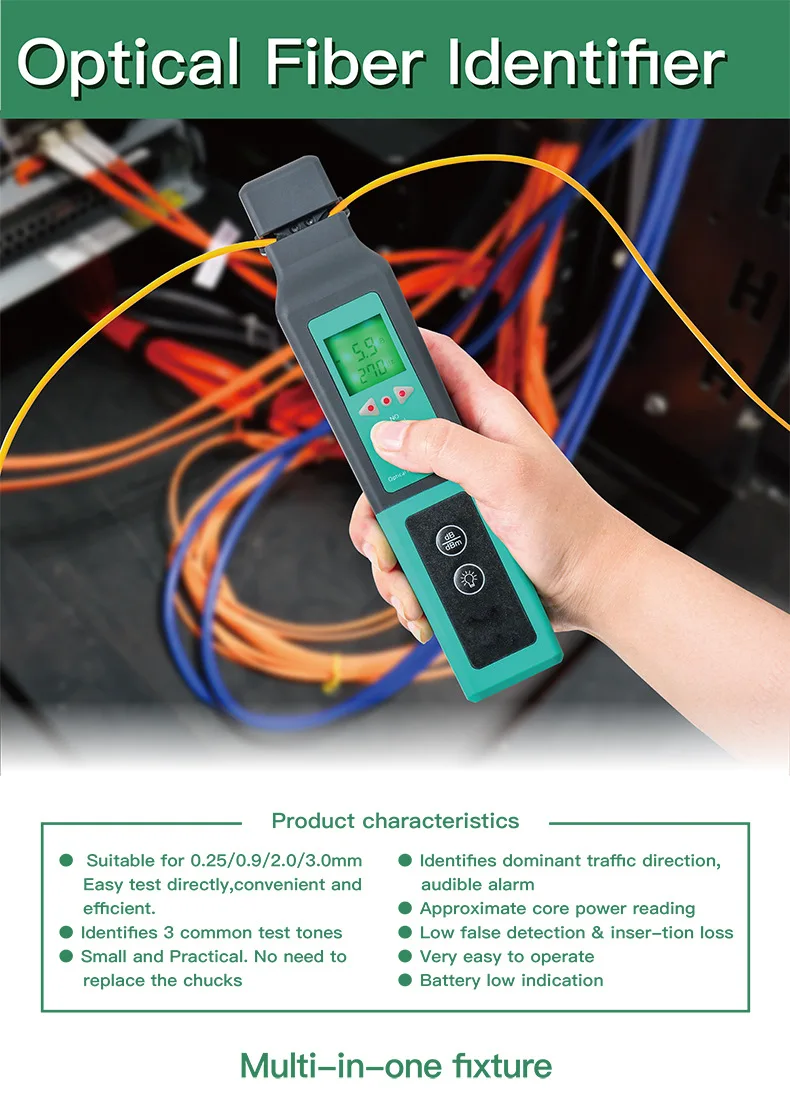 800-1700nm Optical Fiber Identifier Optic Fibre Inspection Device for Bare Fiber Cable 0.9mm Cable FTTH Drop 3.0mm Jump Cable