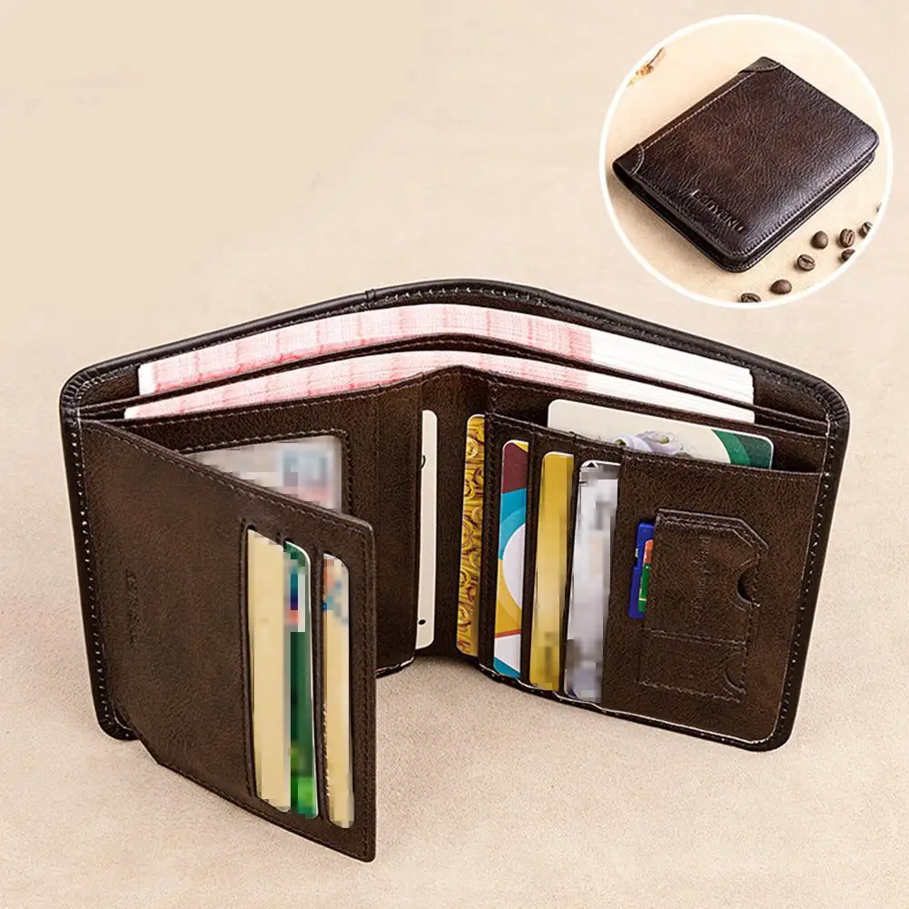 

Fashion High Quality Classic Style Wallet Genuine Leather Male Wallet Wallets Short Purse Card Holder Men Anti-theft Men B7N1