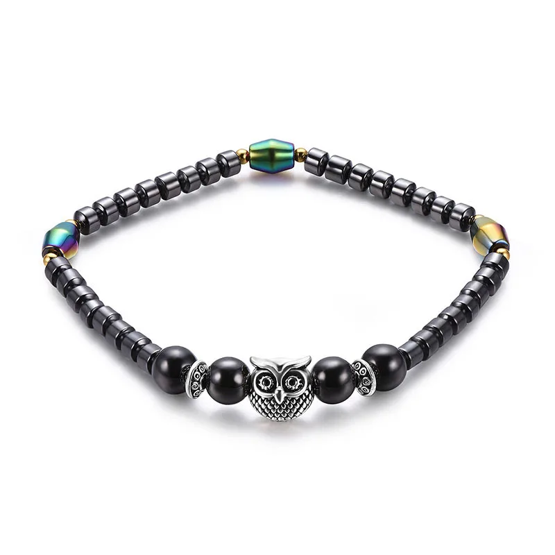 NJ дизайн шикарный Сова Природа Браслет для щиколоток с камнем Женщины Мужчины