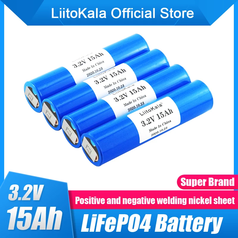 LiitoKala-baterías de litio lifepo4 para bicicleta eléctrica, pilas de 33140 v, 3,2 V, 15Ah, para bricolaje, 12v, 24v