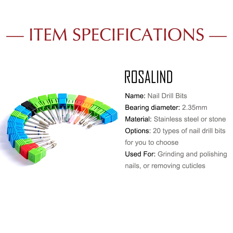 ROSALIND Electric Manicure Grinding Nail Drill Bit Machine Accessories Art Tool Files For Pedicure | Красота и здоровье
