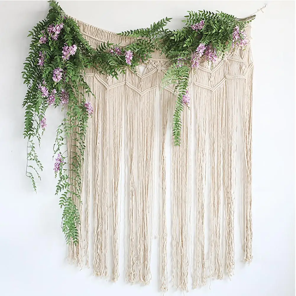 

Hand-woven Tapestry Cotton Yarn Knitted Door Curtain Wedding Party Backdrop Decoration Background Decorative Door Curtain