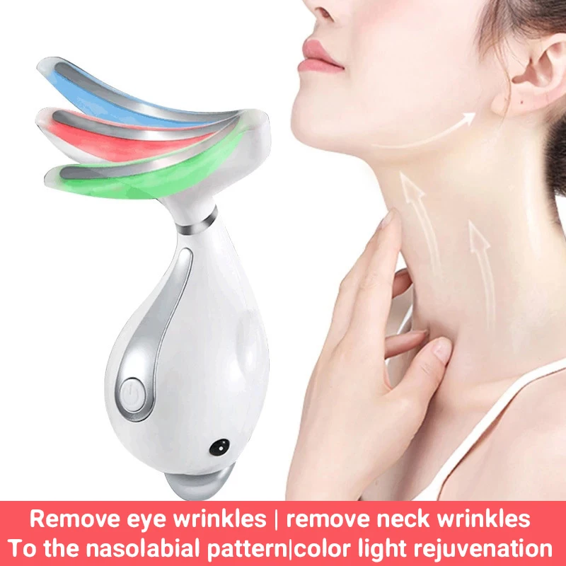 

Светодиодный фотонный терапевтический массажер для шеи, 3 цвета, СВЕТОДИОДНЫЙ Прибор для фотонной терапии лица, для удаления двойного подбо...