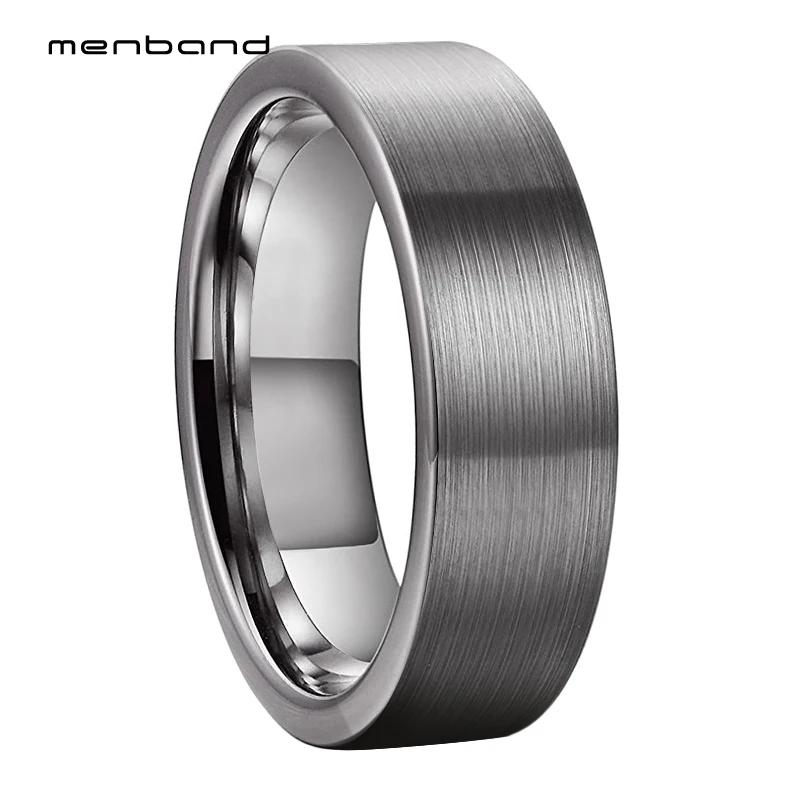 

Classic Mens Womens Anniversary Rings Tungsten Wedding Bands Flat Brushed 6MM 8MM Comfort Fit