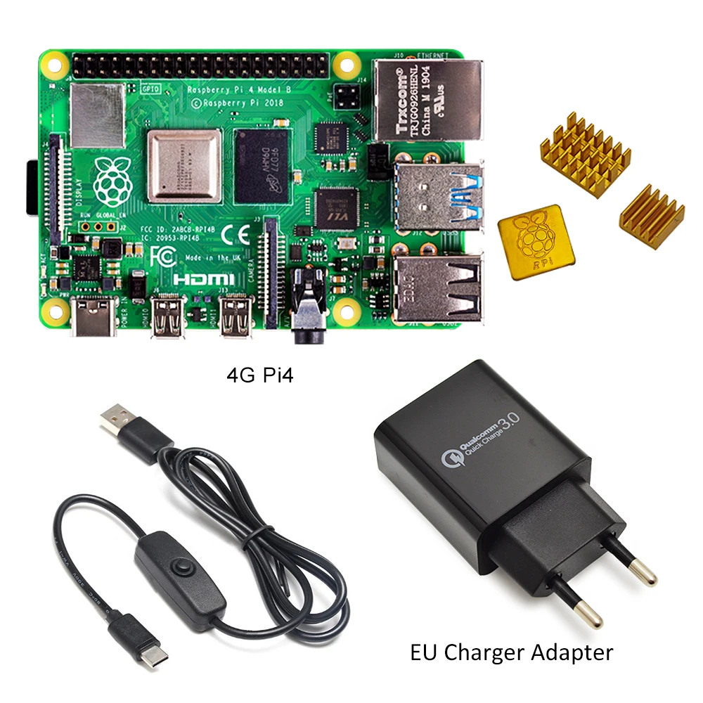 Raspberry Pi 4 Model B kit базовый стартовый комплект для телефона с выключателем питания и