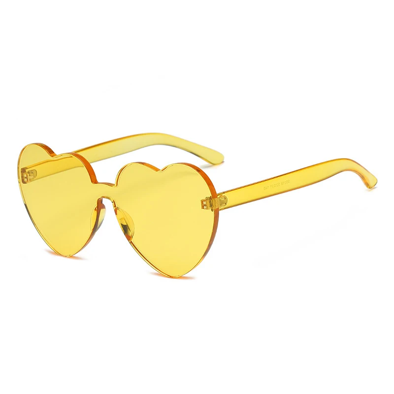 7-Yellow SUMENG солнцезащитные очки в форме сердца, женские солнцезащитные очки с прозрачной оправой, винтажные очки без оправы, UV400 - Цвет линз: 7-Yellow