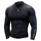 Мужская футболка для спортзала, фитнеса, компрессионная облегающая футболка для бодибилдинга, мужская повседневная футболка для тренировок на осень, брендовая одежда
