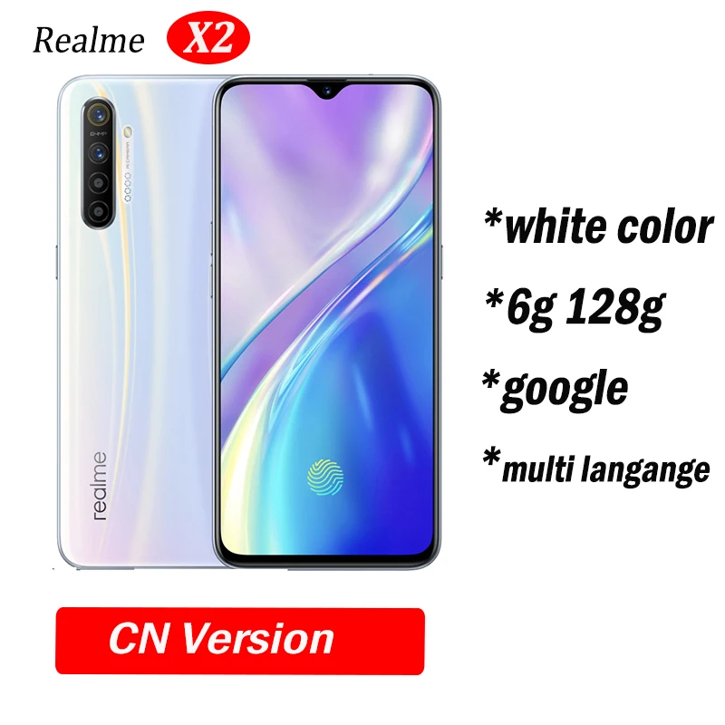 6g 128g white Realme X2 X 2 Мобильный телефон Snapdragon 730G 64MP камера 6,4 ''полный экран NFC OPPO мобильный телефон VOOC 30W быстрое зарядное устройство - Цвет: 6g 128g white