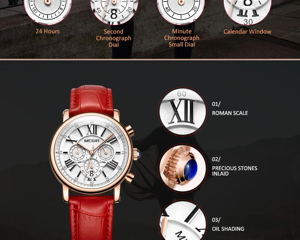 MEGIR Fashion Women Watches Top Brand Luxury Ladies Quartz Watch Chronograph 24 hours Date Clock Relogio Feminino Sport Watch