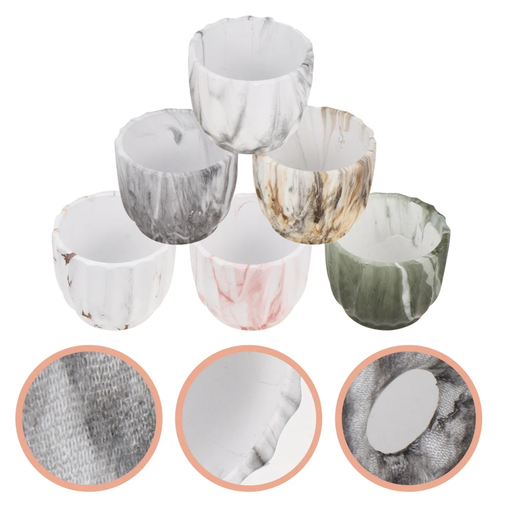 

6pcs Marbled Design Succulent Container Plant Pot Flowerpot Home Plant Holder