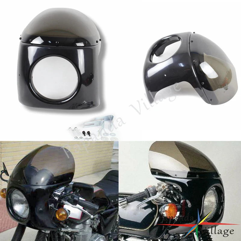 Фара Cafe Racer черная и прозрачная 7 дюймов обтекатель для Kawsaki EN 450 500 VN 700 750 Vulcan KZ Suzuki GN
