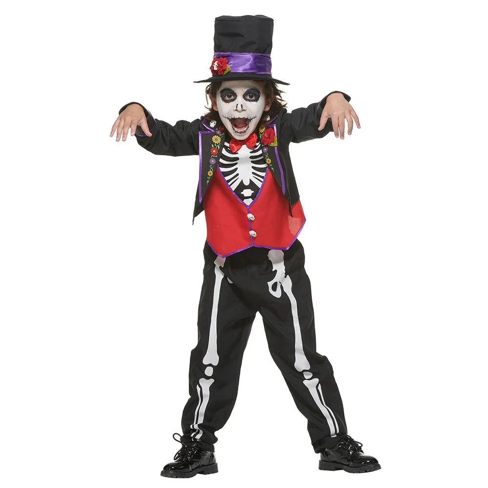 

Day of the Dead Cosplay Clothes Children Costume Disfraces Ball Dress Role Play Party Halloween Costumes for Kids Boys 2021 New