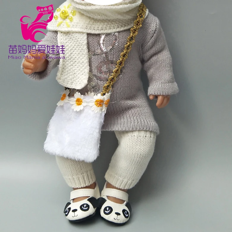 Комплект одежды для куклы младенца 43 см вязаное платье шапка шарф девочки 18