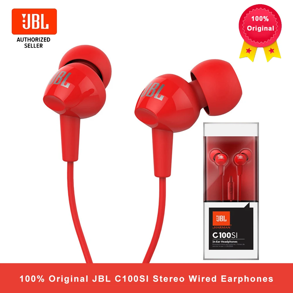 

JBL C100SI стерео проводные наушники JBL c100si глубокие басы Музыка Спорт 3,5 мм гарнитура вкладыши наушники с микрофоном