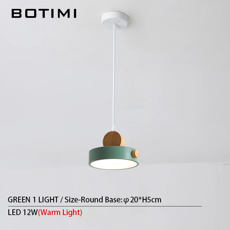1 Light-Green BOTIMI скандинавский светодиодный подвесной светильник с металлическим абажуром для столовой, 220 В, шнур, подвесной светильник, светильник для ресторана - Цвет корпуса: 1 Light-Green