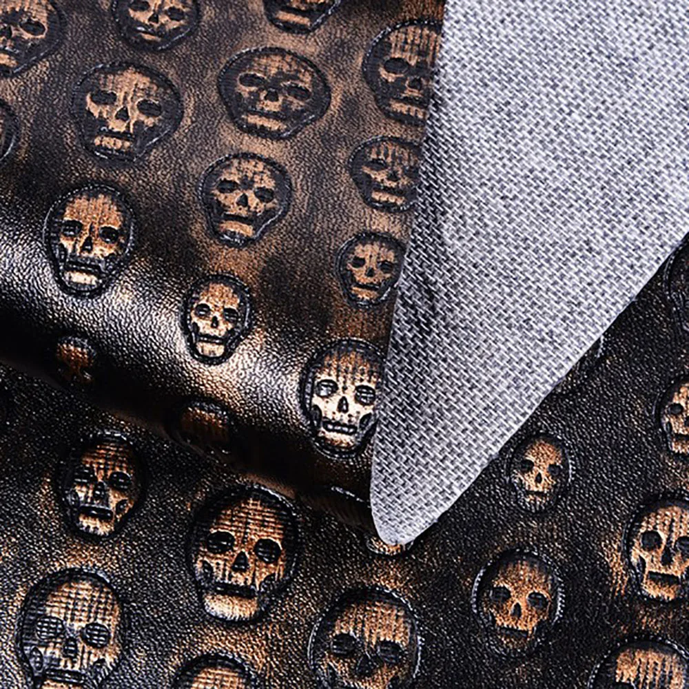 1 метр череп из искусственной кожи Ткань Винтаж Панк синтетическая кожа для