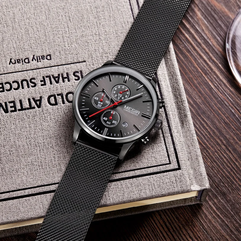 Часы MEGIR Мужские кварцевые спортивные модные роскошные брендовые наручные с