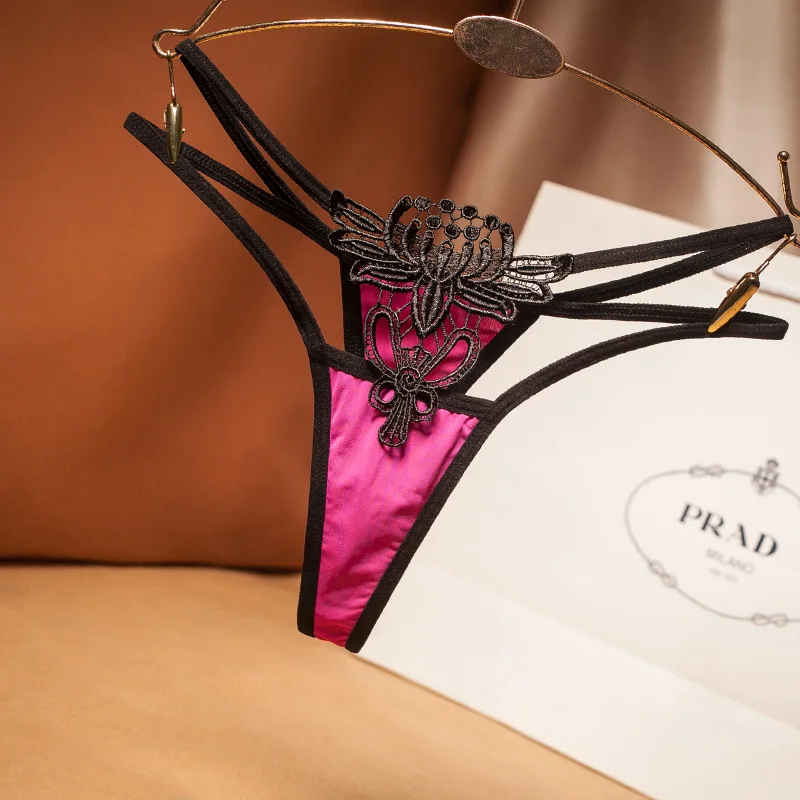 

Женские сексуальные бесшовные стринги, трусики-стринги, нижнее белье с вышивкой, трусы для женщин, прозрачное нижнее белье с Т-образной спин...