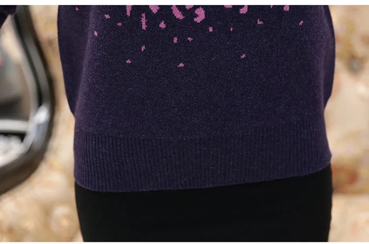 

Autumn Winter Middle-aged Women's Wool Sweater Diamond Pullover Half-high Collar Loose Thick Bottoming Sweateres 2020 New Z206