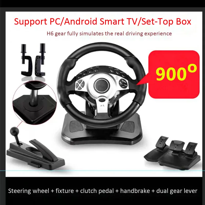 Компьютерная игра Рулевое колесо Real 6 Speed Car Driving Simulator Racing Gaming Support Android Smart TV Set Top Box PC