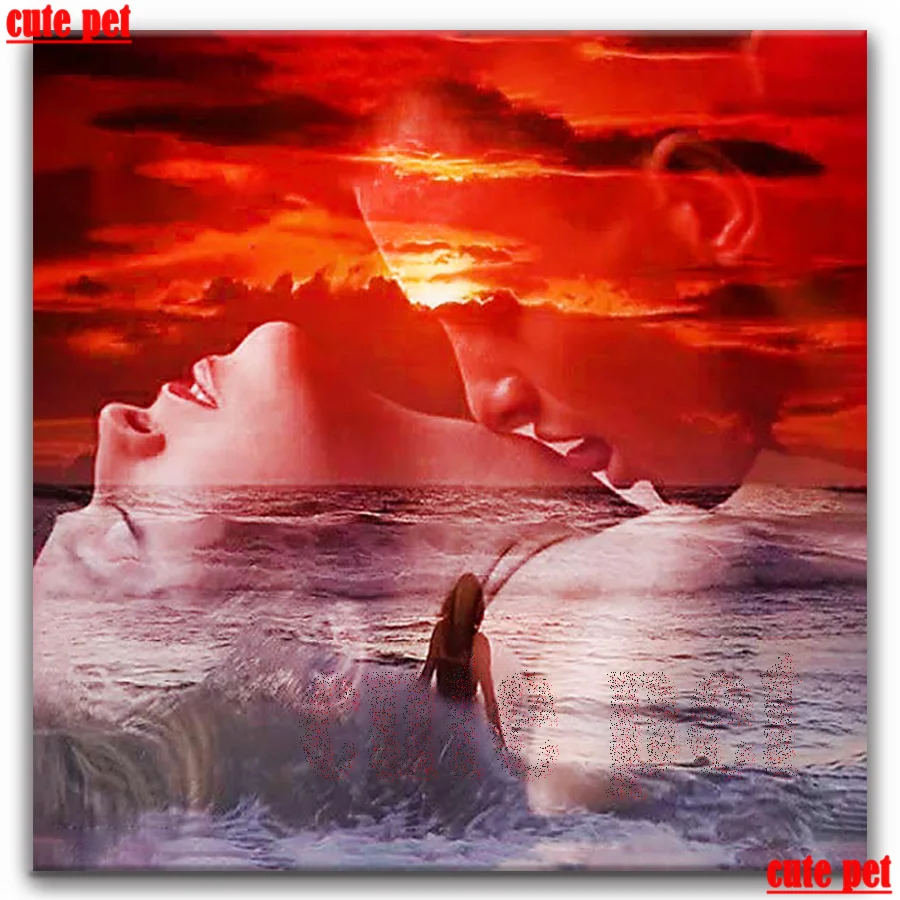 

cute pet DIY Diamond Painting Lovers kiss cross stitch Full square round Diamant Embroidery Handcraft mosaic diamond Home Decor