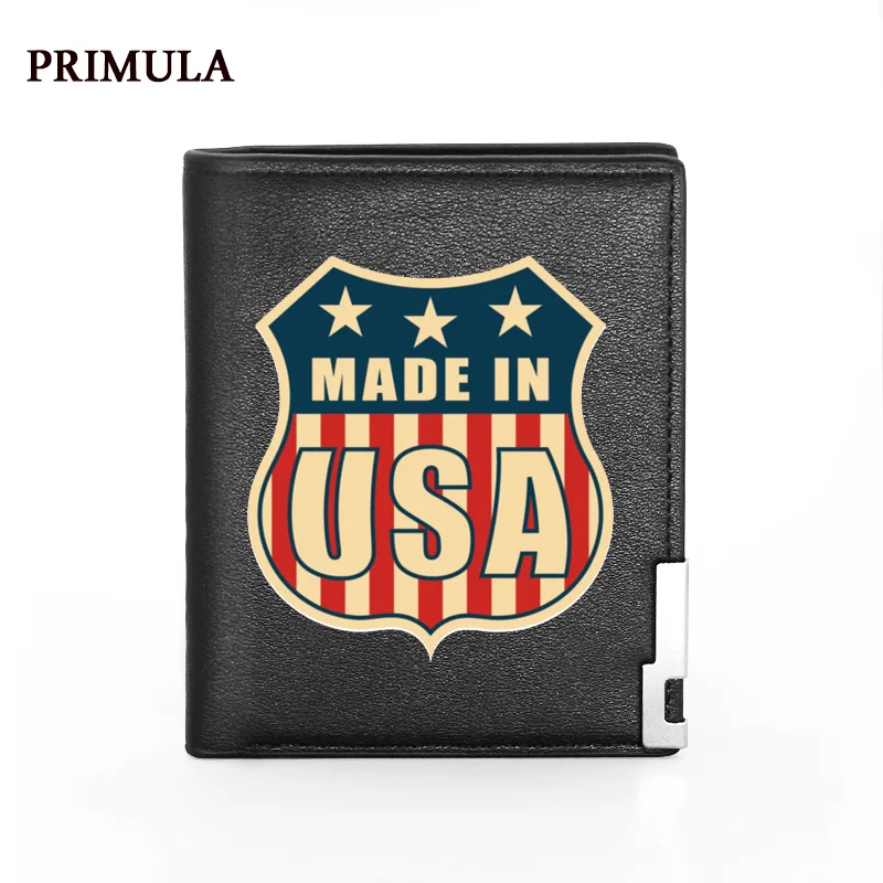 

PRIMULA Male Pu Leather Wallets Men Credit Card Holders Made In US Design Women Short Purses High Quality